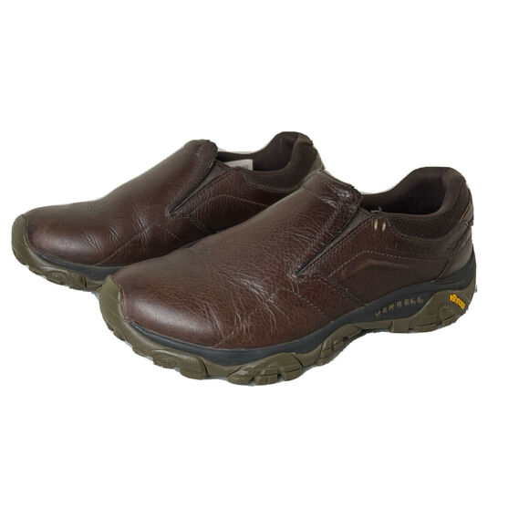 Merrell Brown Leather Moab Adventure Luna Moc Shoe J97365 Men Sz 9.5 Vibram - Picture 1 of 13